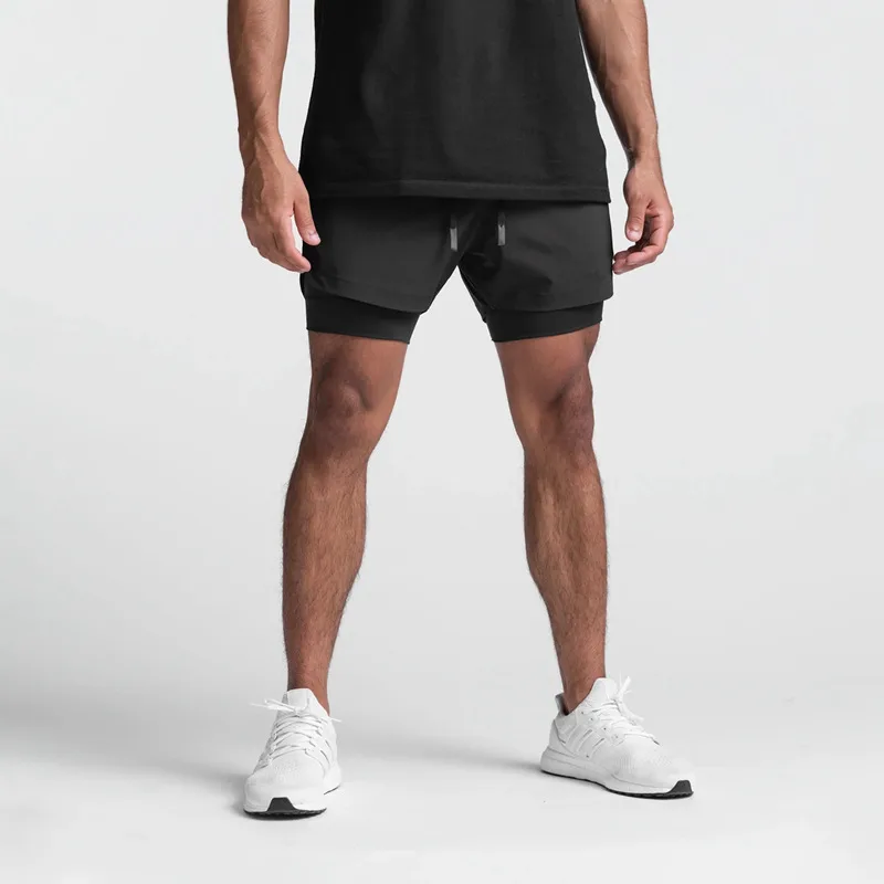 Sports Casual Shorts Double Layer False Two Pieces