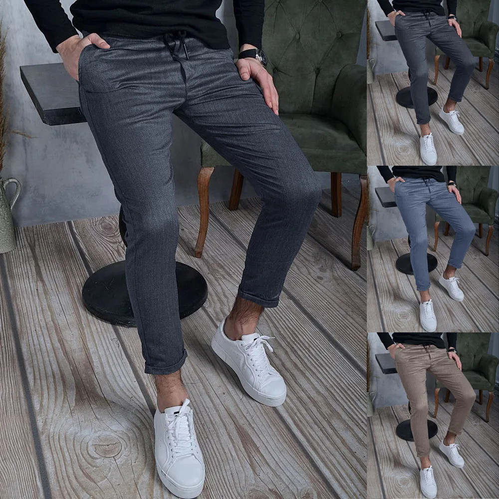 Autumn And Winter Solid Color Texture Cloth Men's Casual Pants