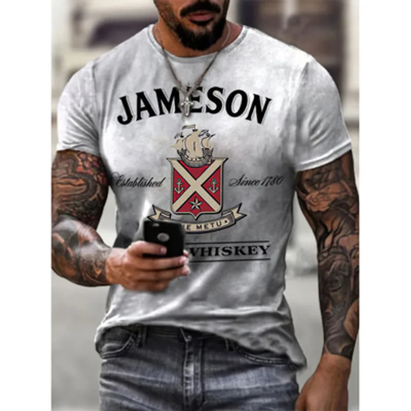 European And American Street Men's T-shirt Bee Theme Printing Short-sleeved Top