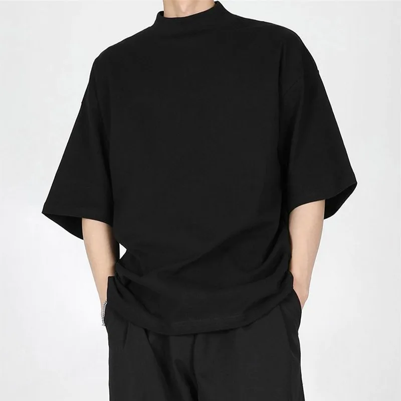 Spring And Summer Loose Thin Half Turtleneck Short Sleeve