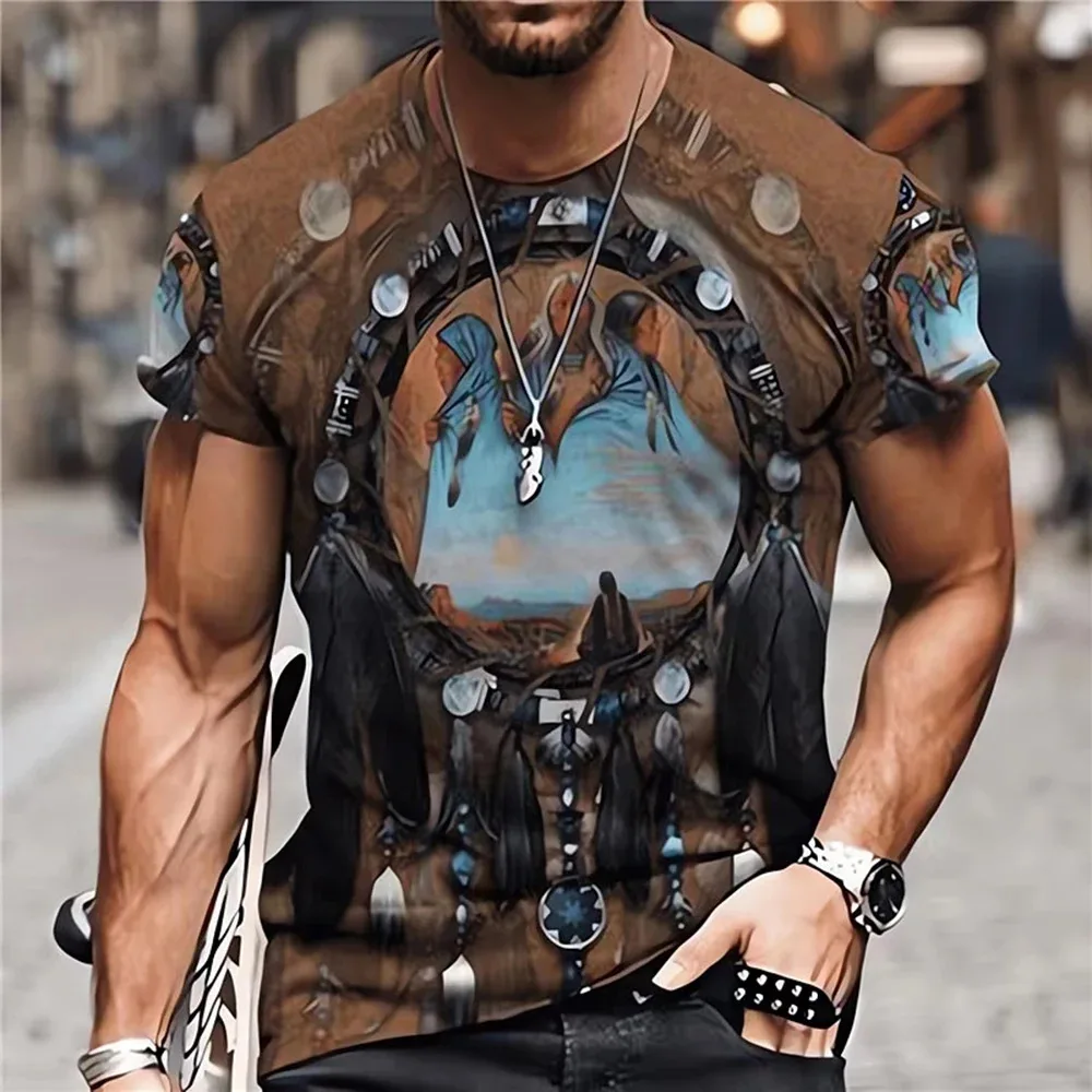 Men's Fashion 3D Digital Printing Fashion Plus Size Loose Short Sleeve T-shirt