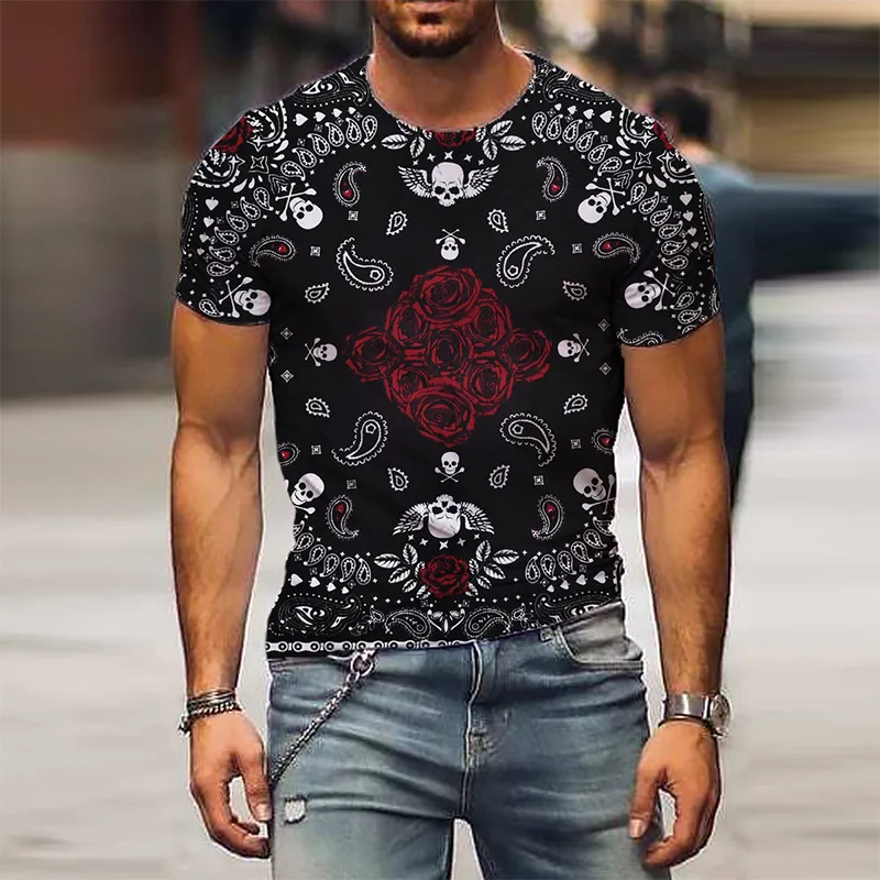 European And American Style Printed Short-Sleeved Round Neck T -Shirt