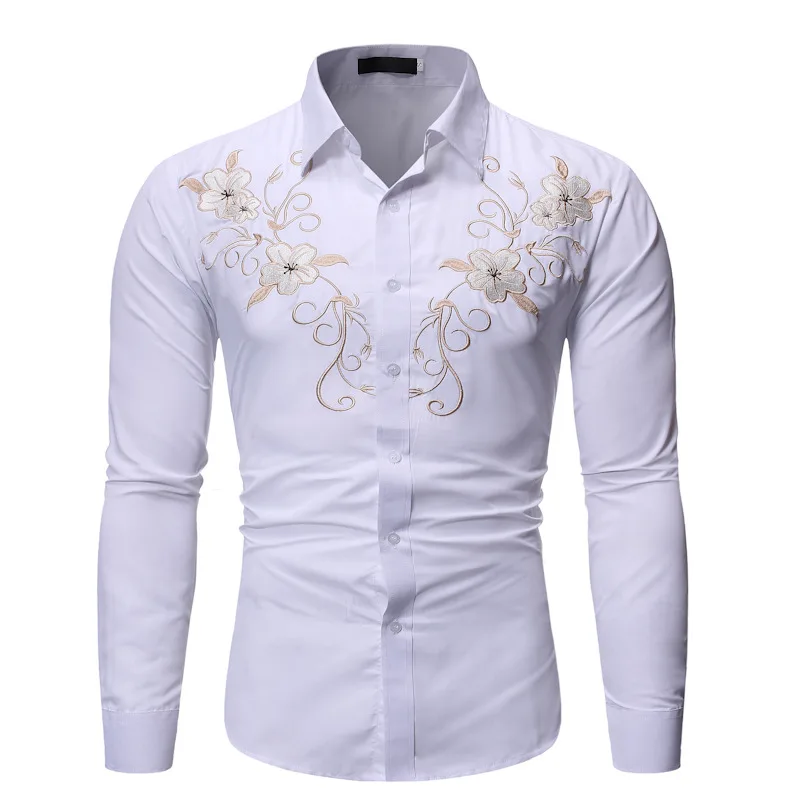 Men's Casual Fashion Printing Shirt Printed Long Sleeve Casual Executive Shirt 5310