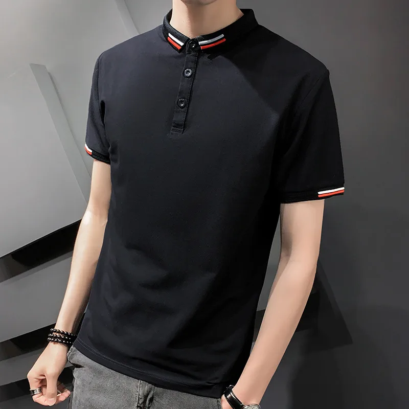 Men's Short-sleeved Polo Shirt T-shirt Solid Color Men's Lapel