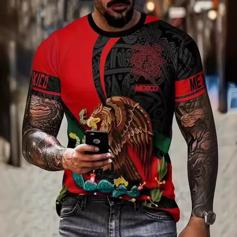Men's Fashion Printed Sports Summer Casual Stretch Crew Neck T-shirt