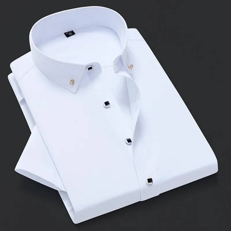 Summer Youth Men's Short-sleeved White Shirt Overalls