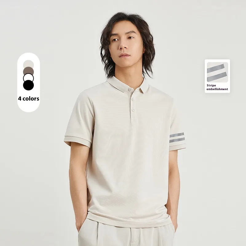 Ice Silk Thin Pearl Cotton Polo Shirt For Men