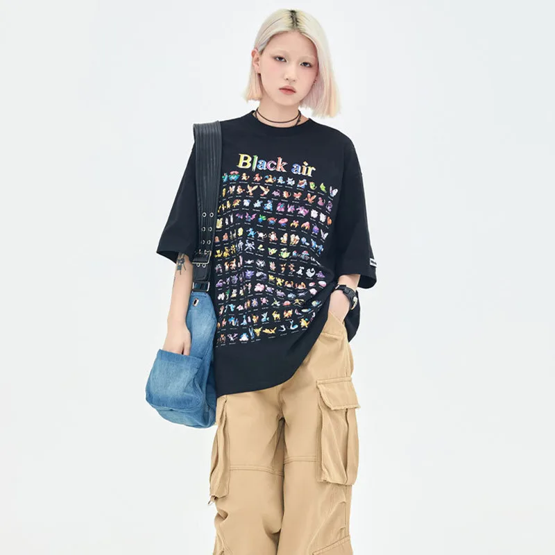 Street Fun Cartoon Print Loose Casual Short Sleeve T-shirt