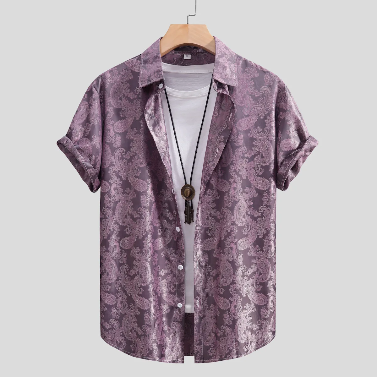 Men's Casual Jacquard Short-sleeved Shirt