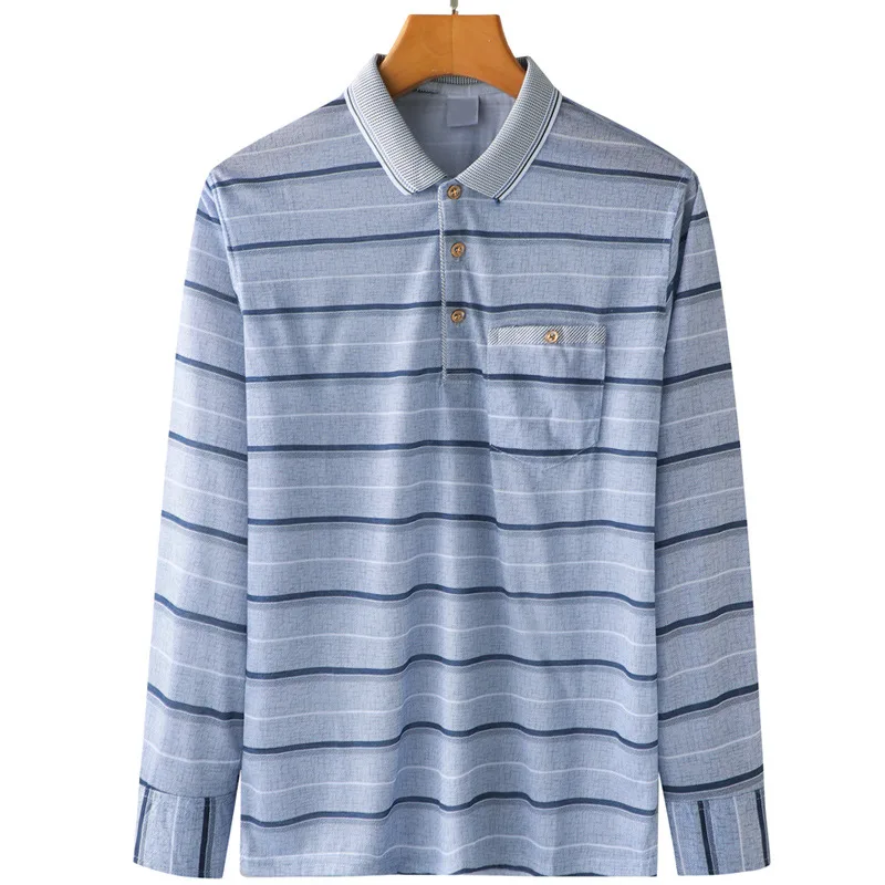 Dad's Spring Striped T-shirt For Middle-aged And Elderly Men