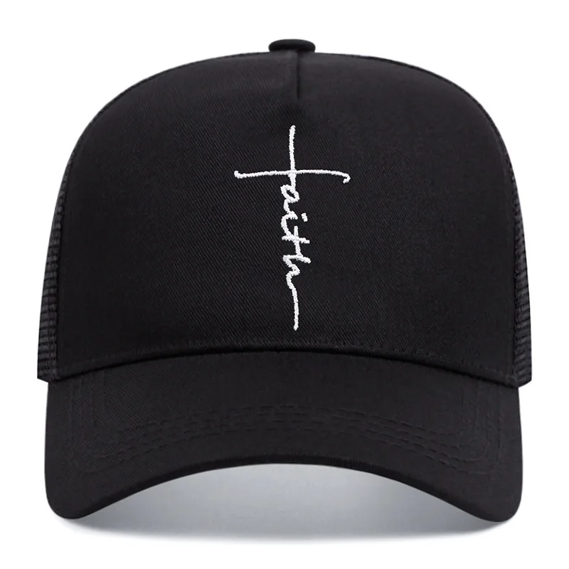 Cross English Embroidery Breathable Baseball Cap