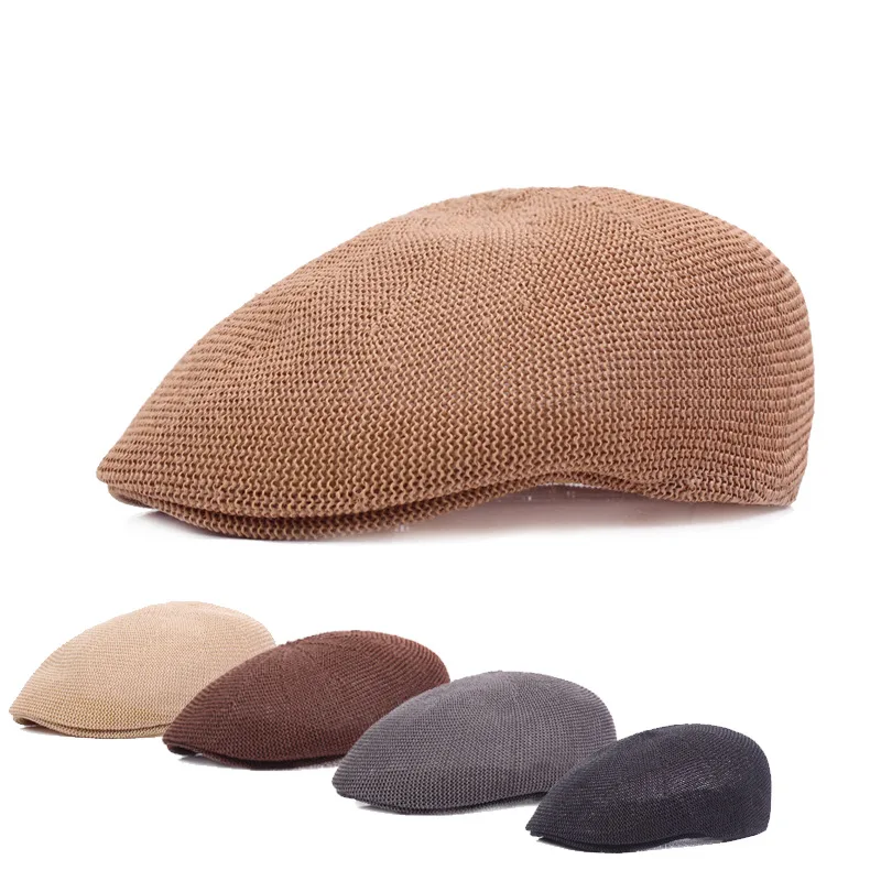 NET hat summer Beret men's mesh cap British casual Sun Hat Women's straw hat