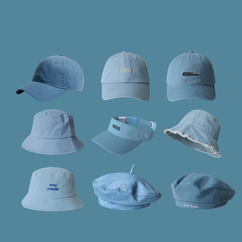 Popular Color Baseball Cap Male Light Blue Shade Fisherman Hat Beret Female Trend