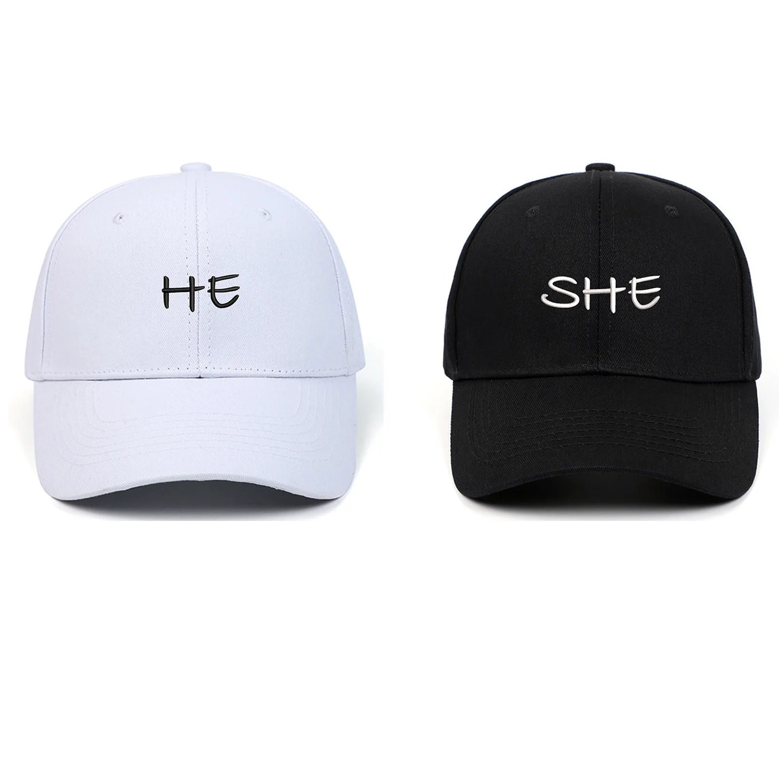 HE SHE Letter Embroidered Sun Hat Fashion Outdoor