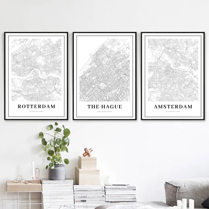 Pine Wood Raw Material Netherlands Map Poster Art Deco