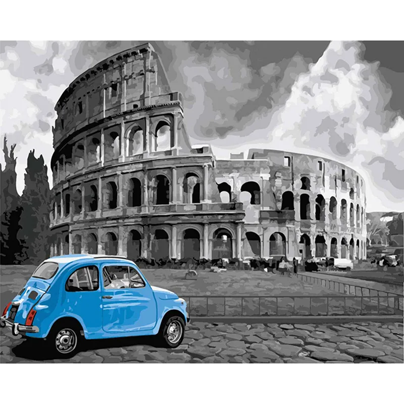 Frameless Roman hand paint series landscape wine wall paint fabric salon 40x50cm