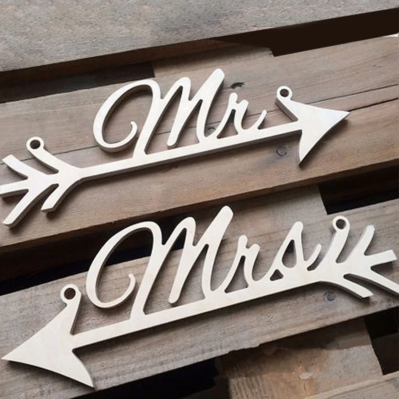 Wooden Handicraft Shooting Prop Letter Mr Amp Mrs Arrow Signboard Creative Wedding Decoration Chair Pendant