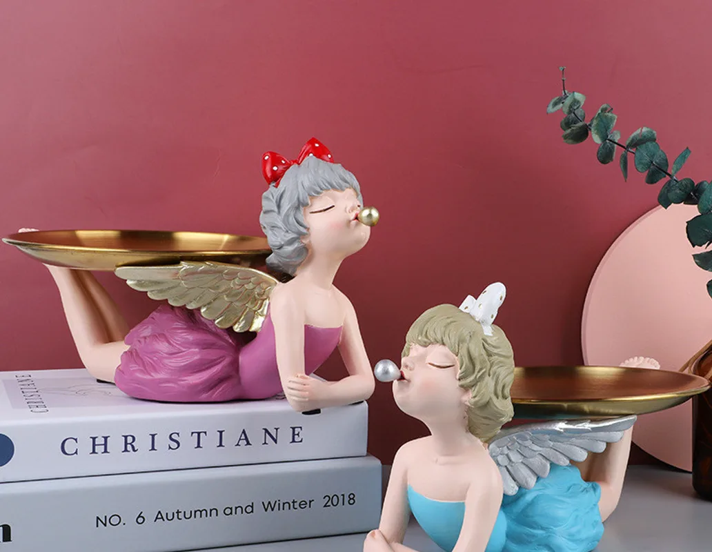 Nordic Light Luxury Angel Bubble Girl Storage Resin Decoration Wedding Gift Craft Home Decoration