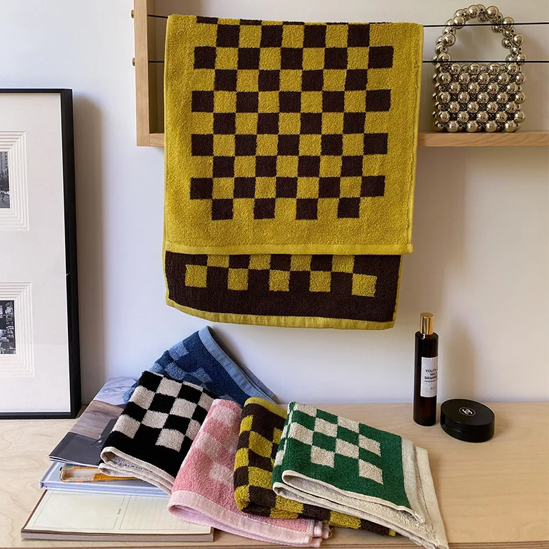 Parent-child Chessboard Grid Long-staple Cotton Yarn-dyed Towels