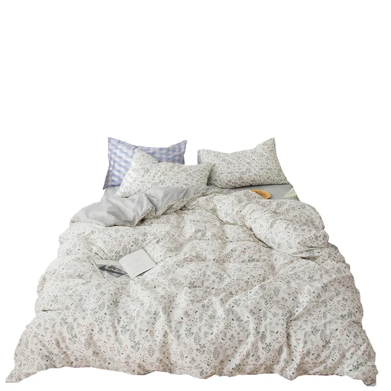 Small Floral Four-Piece Pure Cotton Plain And Rustic Bedding