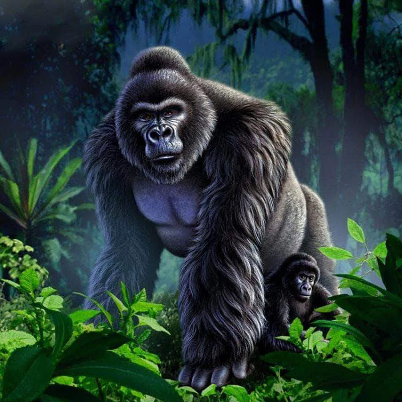 Diamond Embroidery 5D Black Gorilla Mosaic DIY Cross Stitch Embroidery Black