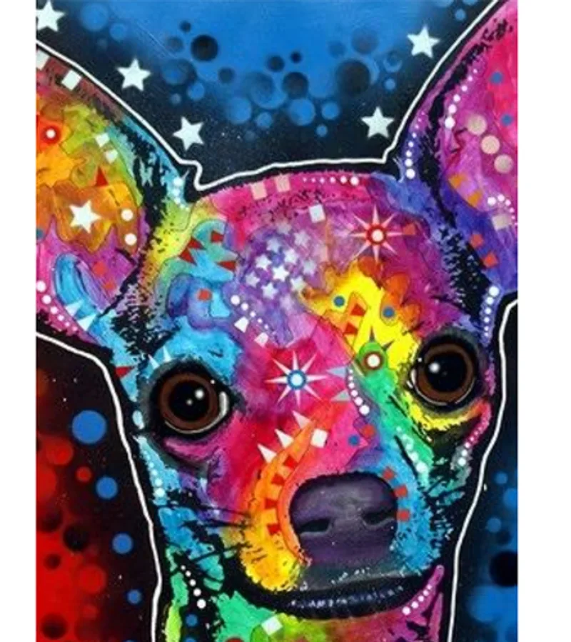 Full Square Diamond 5D DIY Diamond Embroidery Colorful Chihuahua Diamond Painting Cross Rhinestone Mosaic Decoration Cx