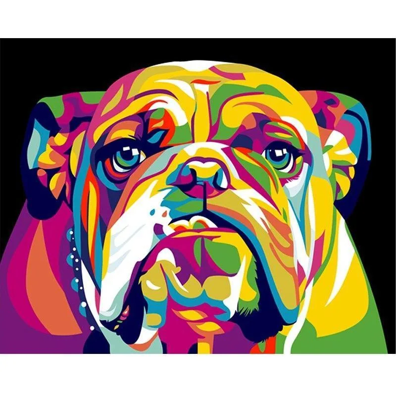 XXL - 5D Diamond Painting - Englische Neon Bulldogge
