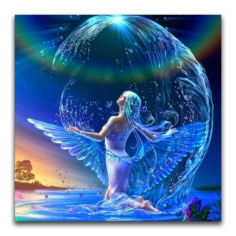 3D DIY Diamond Embroidery Cartoon Beauty Full Square Diamond Mosaic River Fairy Full Round Diamond Painting Cross Angel