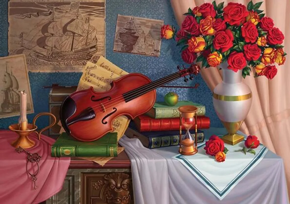Still Life With Roses & Violin - DIY Paint By Number Kit