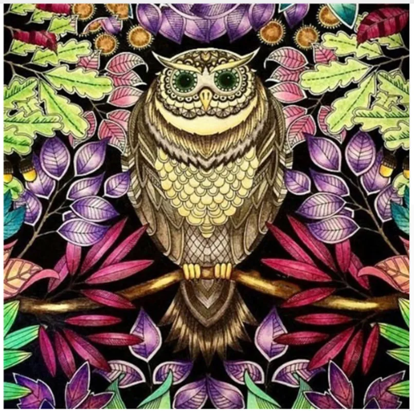 5D Diamond Painting - Colorful Owl In The Garden