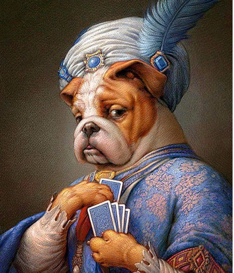 5D Diamond Painting Full Display Poker Dog Embroidery Square Cross Stitch Rhinestone Decoration