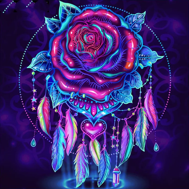 Diamond Painting Flower Feather 3D Diamond Embroidery CrossStitch Home Decoration
