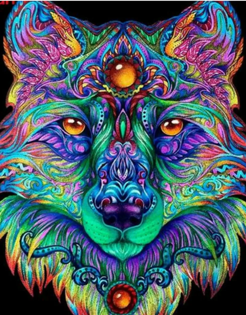 Der Bunte Wolf - Diamond Painting