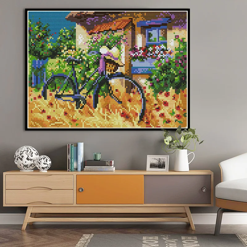 Cross stitch New Rural flower oil painting