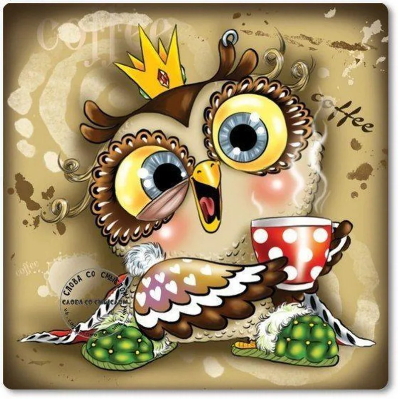 5D Diamond Painting - Guten Morgen mit Eule