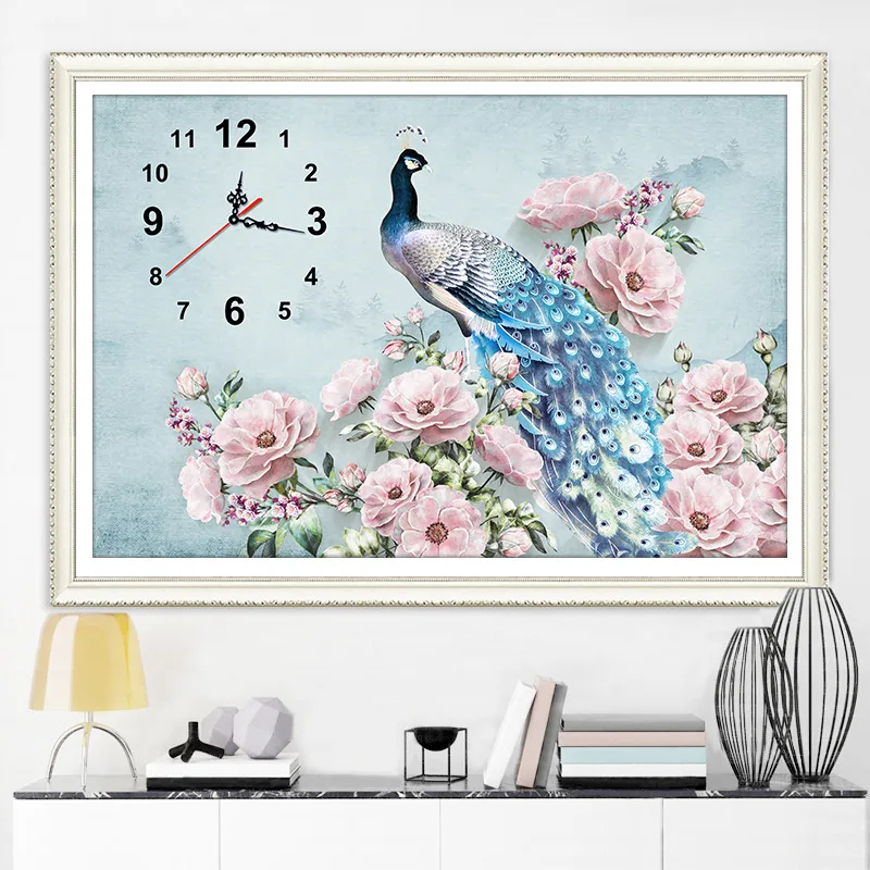 Full Diamond Time Watch Peacock Crystal Bead Embroidery