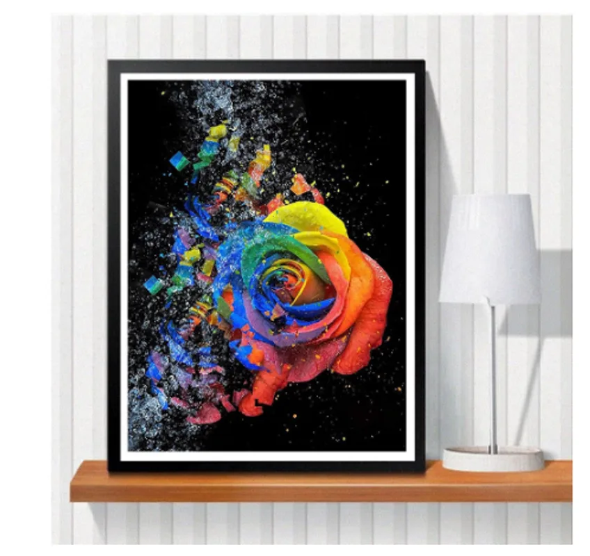 Diamant Malerei Rose Bild Von Strass Diamant Stickerei Blume Bohren Voll Mosaik Hand Home Dekoration