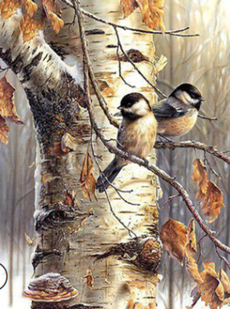 Flower and bird painting with cross stitch
