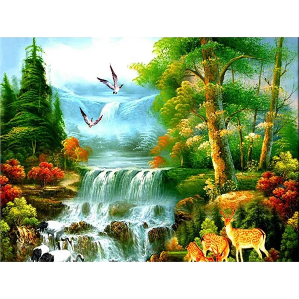 DIY Diamond Painting Landscape Full Square Tree Bird Diamond Mosaic Embroidery