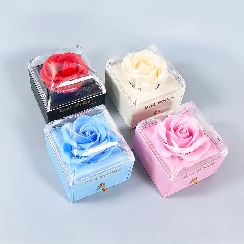 Jewelry Storage Box Single Rose Drawer Box Macaron Ring Necklace Packaging Box Jewelry Box