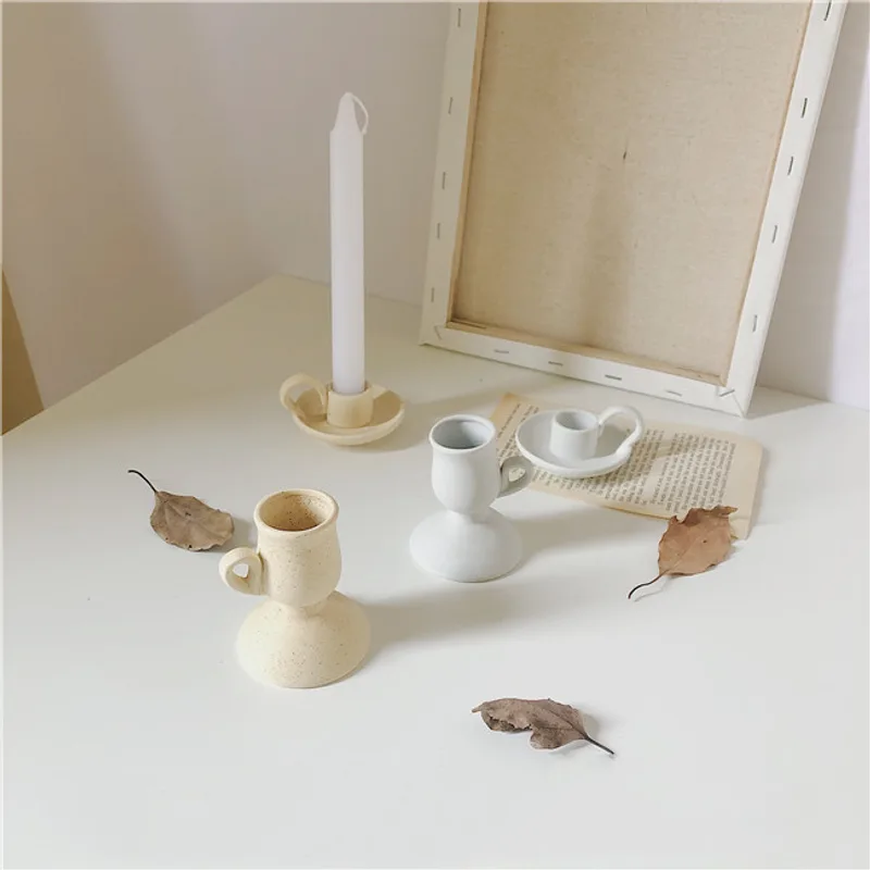 Ceramic Hand-held Candlestick Ornaments Jewelry Photography Props Homestay Decoration Background