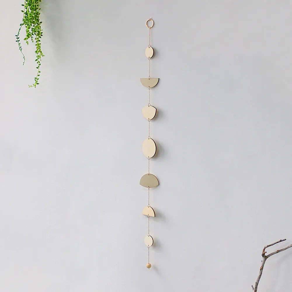 Star And Moon Wood Chip Pendant Bohemian Wall Decoration