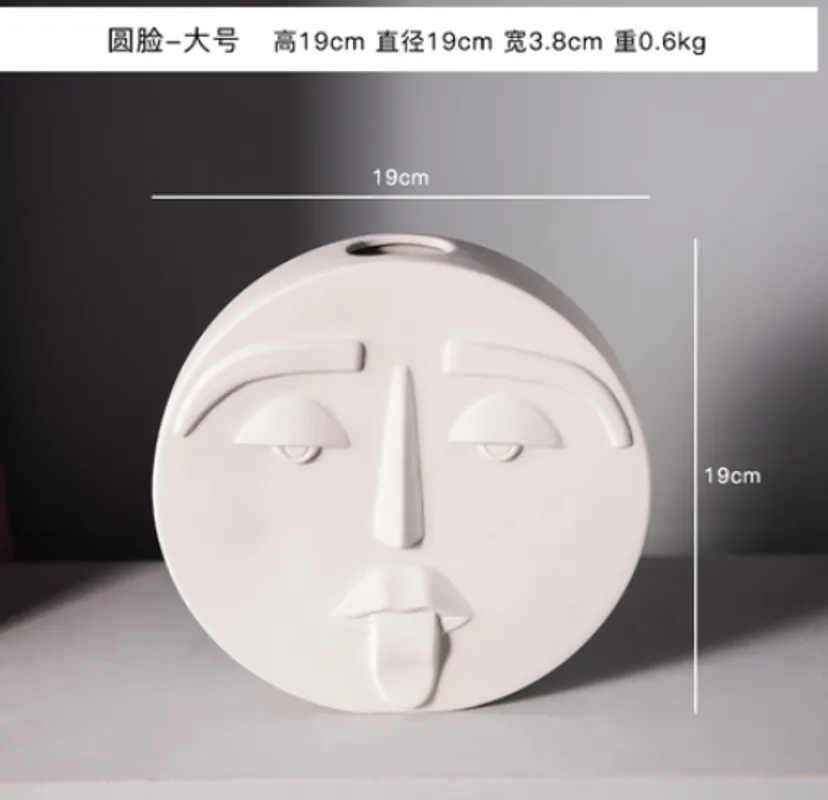 Nordic Style Modern Face Mask Ceramic Vase Home Decoration Flower Vases Head Matte Table Flower Vase for Wedding Decoration Prop