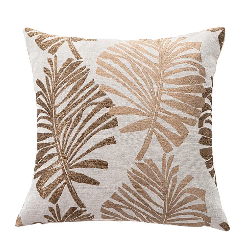 AHome Car Decoration Linen Printed Leaf Cushion Cover