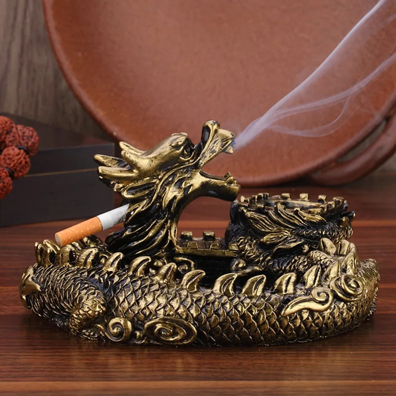 Personal Creativity Panlong Ashtray Resin Ashtray Living Room Tea Table Trend Home Furnishings