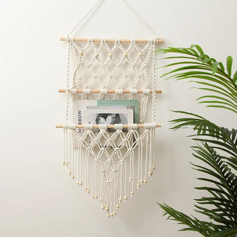 Woven Tapestry Tassel Storage Rack