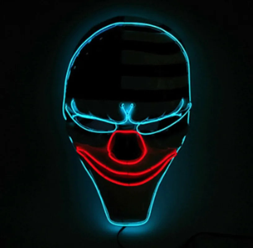 Flag Clown EL Cold Light Mask Harvest Day payday2 Theme Glowing Mask Prom Trick Dance Mask