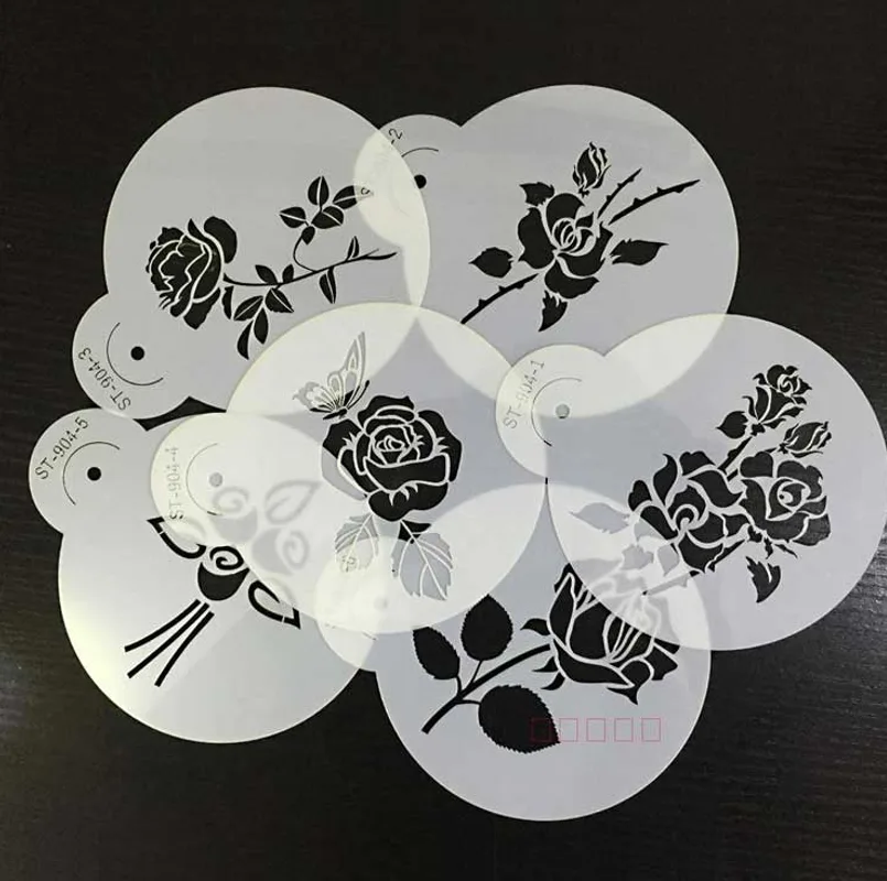 6 sets of rose cake decorated with sugar powder sieve Fondant mold spray pattern sprayed pattern hollow template