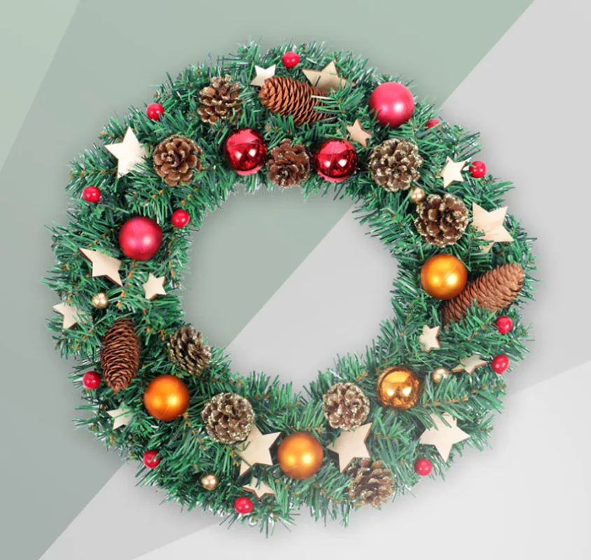 Christmas Star Light Wood Chip Pine Cone Garland