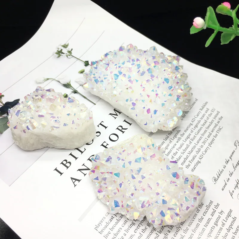 Natural White Crystal Cluster Electroplated Raw Stone